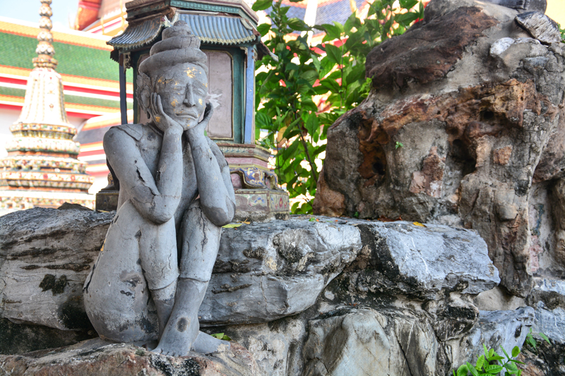 Rue-si Datton statues Wat Pho | Chao Phraya River Sightseeing | Bangkok Food Tours